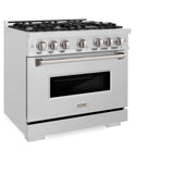 ZLINE 36 in. 5.2 cu. ft. Classic Dual Fuel Range with 6 Burner Gas Cooktop and Electric Convection Oven in Satin Stainless Steel (CDRS-36)