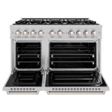 ZLINE 48 in. 6.7 cu. ft. Classic Double Oven Dual Fuel Range with 8 Burner Gas Cooktop in Satin Stainless Steel (CDRS-48)