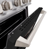 ZLINE 30 in. 4.2 cu. ft. Classic Dual Fuel Range with 4 Burner Gas Cooktop and Electric Convection Oven in Satin Stainless Steel with Black Matte Door (CDRS-BLM-30)