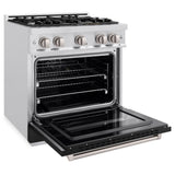 ZLINE 30 in. 4.2 cu. ft. Classic Dual Fuel Range with 4 Burner Gas Cooktop and Electric Convection Oven in Satin Stainless Steel with Black Matte Door (CDRS-BLM-30)