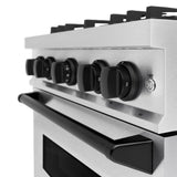 ZLINE Autograph Edition 30 in. 4.2 cu. ft. Classic Dual Fuel Range with 4 Burner Gas Cooktop and Electric Convection Oven in Satin Stainless Steel with Matte Black Accents (CDRSZ-30-MB)