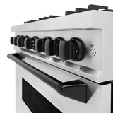 ZLINE Autograph Edition 36 in. 5.2 cu. ft. Classic Dual Fuel Range with 6 Burner Gas Cooktop and Electric Convection Oven in Satin Stainless Steel with Matte Black Accents (CDRSZ-36-MB)