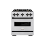 ZLINE Autograph Edition 30 in. 4.2 cu. ft. Classic Dual Fuel Range with 4 Burner Gas Cooktop and Electric Convection Oven in Satin Stainless Steel with Matte Black Accents (CDRSZ-30-MB)