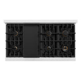 ZLINE Autograph Edition 48 in. 6.7 cu. ft. Classic Double Oven Dual Fuel Range with 8 Burner Gas Cooktop in Satin Stainless Steel with White Matte Doors and Matte Black Accents (CDRSZ-WM-48-MB)