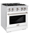 ZLINE 30 in. 4.2 cu. ft. Select Dual Fuel Range with 4 Burner Gas Cooktop and Electric Convection Oven in Satin Stainless Steel with White Matte Door (HDRS-WM-30)