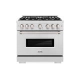ZLINE 36 in. 5.2 cu. ft. Classic Gas Range with 6 Burner Cooktop and Convection Gas Oven in Satin Stainless Steel (CGRS-36)