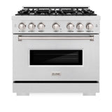 ZLINE 36 in. 5.2 cu. ft. Classic Gas Range with 6 Burner Cooktop and Convection Gas Oven in Satin Stainless Steel (CGRS-36)