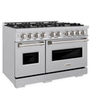 ZLINE 48 in. 6.7 cu. ft. Classic Double Oven Gas Range with 8 Burner Cooktop in Satin Stainless Steel (CGRS-48)