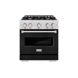 ZLINE 30 in. 4.2 cu. ft. Classic Gas Range with 4 Burner Cooktop and Convection Gas Oven in Satin Stainless Steel with Black Matte Door (CGRS-BLM-30)