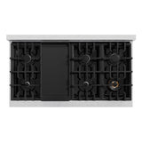 ZLINE 48 in. 6.7 cu. ft. Classic Double Oven Gas Range with 8 Burner Cooktop in Satin Stainless Steel with Black Matte Doors (CGRS-BLM-48)