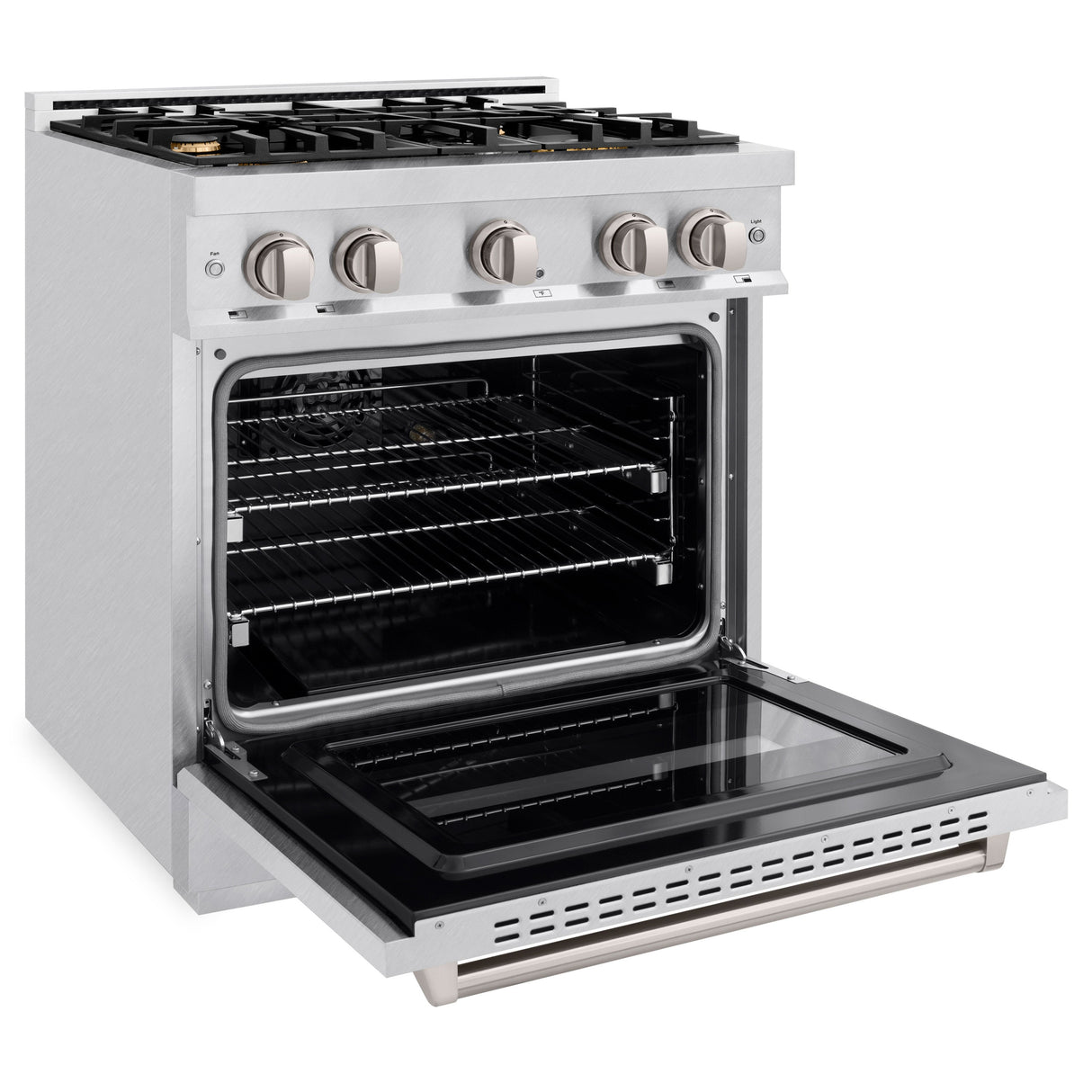 ZLINE 30 in. 4.2 cu. ft. Classic Gas Range with Convection Gas Oven in Satin Stainless Steel with 4 Brass Burners (CGRS-BR-30)