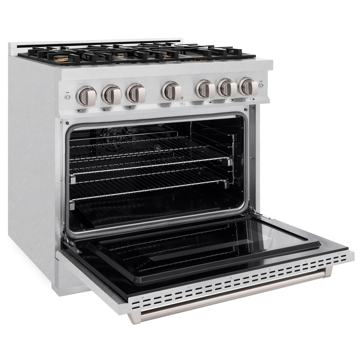 ZLINE 36 in. 5.2 cu. ft. Classic Gas Range with Convection Gas Oven in Satin Stainless Steel with 6 Brass Burners (CGRS-BR-36)
