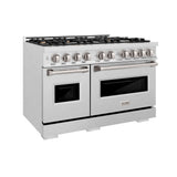 ZLINE 48 in. 6.7 cu. ft. Classic Double Oven Gas Range in Satin Stainless Steel with 8 Brass Burners (CGRS-BR-48)