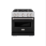 ZLINE 30 in. 4.2 cu. ft. Classic Dual Fuel Range with 4 Burner Gas Cooktop and Electric Convection Oven in Stainless Steel with Black Matte Door (CDR-BLM-30)