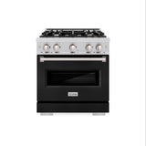 ZLINE 30 in. 4.2 cu. ft. Classic Gas Range with 4 Burner Cooktop and Convection Gas Oven in Stainless Steel with Black Matte Door (CGR-BLM-30)