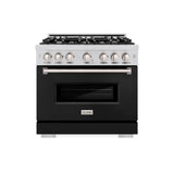 ZLINE 36 in. 5.2 cu. ft. Classic Dual Fuel Range with 6 Burner Gas Cooktop and Electric Convection Oven in Satin Stainless Steel (CDRS-36)