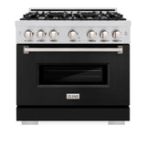 ZLINE 36 in. 5.2 cu. ft. Classic Dual Fuel Range with 6 Burner Gas Cooktop and Electric Convection Oven in Satin Stainless Steel (CDRS-36)