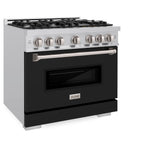 ZLINE 36 in. 5.2 cu. ft. Classic Dual Fuel Range with 6 Burner Gas Cooktop and Electric Convection Oven in Satin Stainless Steel (CDRS-36)