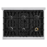 ZLINE 36 in. 5.2 cu. ft. Classic Dual Fuel Range with 6 Burner Gas Cooktop and Electric Convection Oven in Satin Stainless Steel (CDRS-36)