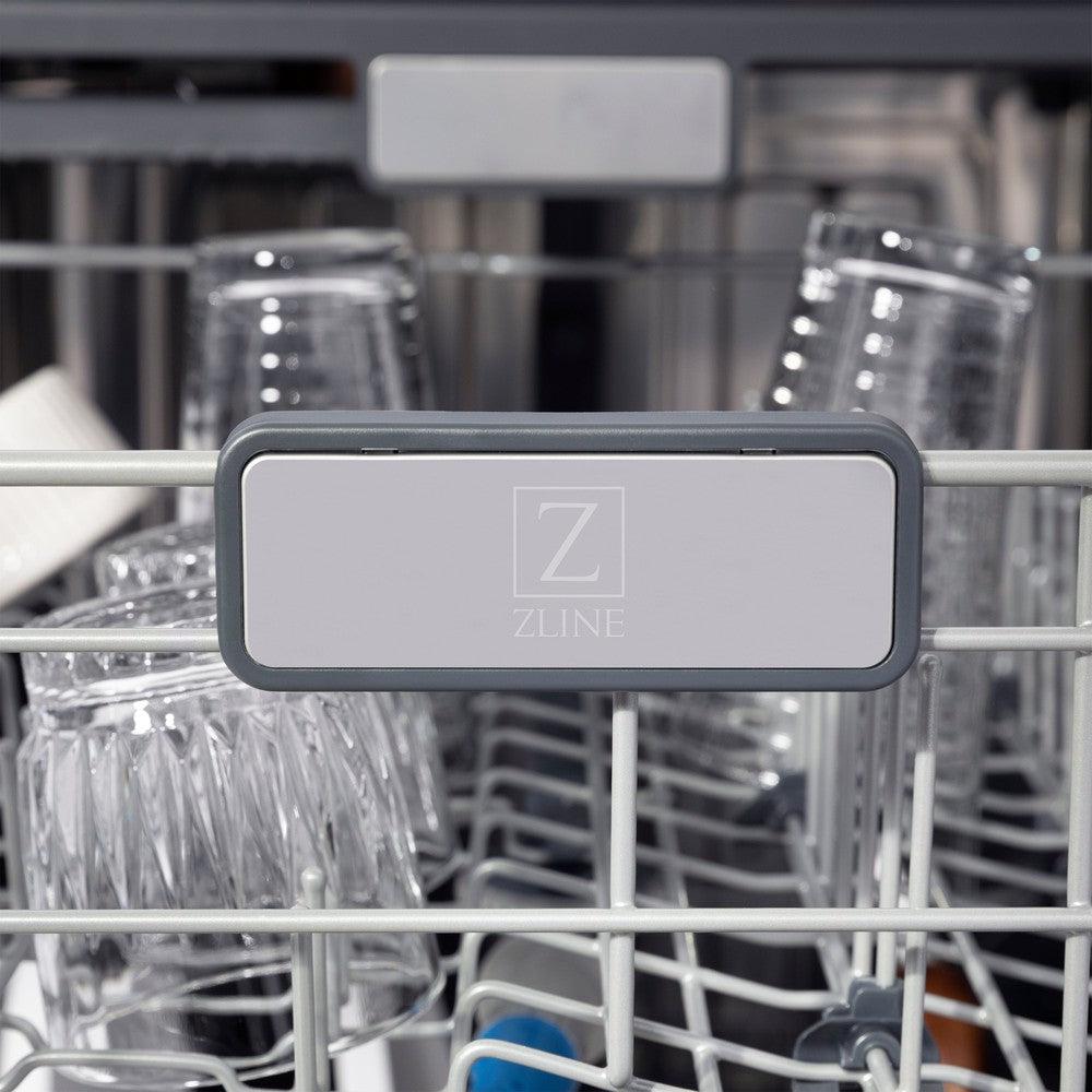 ZLINE Autograph Edition 48 in. Kitchen Package with Stainless Steel Dual Fuel Range, Range Hood, Dishwasher and Refrigeration Including External Water Dispenser with Matte Black Accents (4AKPR-RARHDWM48-MB)