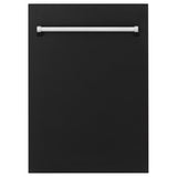 ZLINE 18" Tallac Dishwasher Panel in Black Matte with Traditional Handle (DPV-BLM-18)