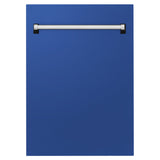 ZLINE 18" Tallac Dishwasher Panel in Blue Matte with Traditional Handle (DPV-BM-18)