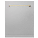 ZLINE Autograph Edition 24" Monument Dishwasher Panel in Fingerprint Resistant Stainless Steel with Champagne Bronze Handle (DPMTZ-SN-24-CB)