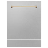ZLINE Autograph Edition 24" Tallac Dishwasher Panel in Fingerprint Resistant Stainless Steel with Champagne Bronze Handle (DPVZ-SN-24-CB)