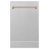 ZLINE Autograph Edition 18 in. Tallac Dishwasher Panel in Satin Stainless Steel Finish with Champagne Bronze Handle (DPVZ-SN-18-CB)
