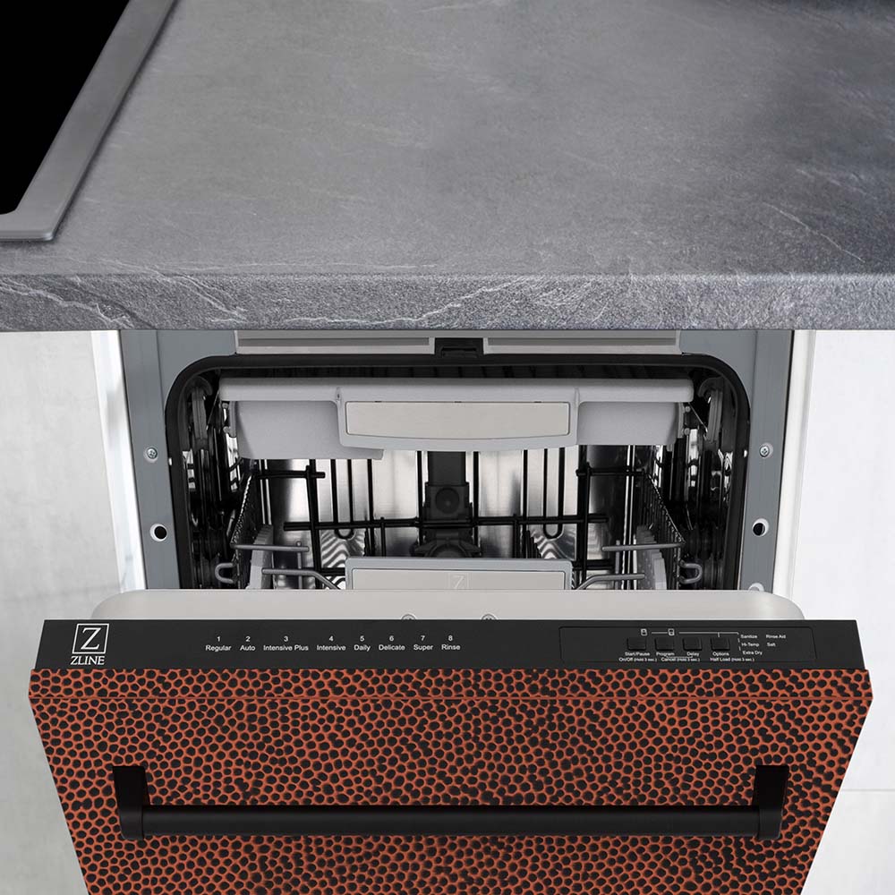 ZLINE 18 in. Tallac Series 3rd Rack Top Control Built-In Dishwasher in Hand Hammered Copper with Stainless Steel Tub, 51dBa (DWV-HH-18)