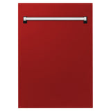ZLINE 18" Tallac Dishwasher Panel in Red Gloss with Traditional Handle (DPV-RG-18)