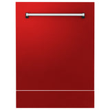 ZLINE 24" Tallac Dishwasher Panel in Red Matte with Traditional Handle (DPV-RM-24)