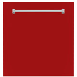 ZLINE 24" Monument Dishwasher Panel in Red Gloss with Traditional Handle (DPMT-RG-24)