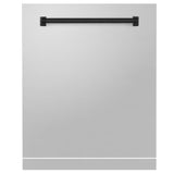 ZLINE Autograph Edition 24" Monument Dishwasher Panel in Stainless Steel with Matte Black Handle (DPMTZ-304-24-MB)