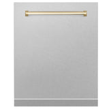 ZLINE Autograph Edition 24" Monument Dishwasher Panel in Fingerprint Resistant Stainless Steel with Polished Gold Handle (DPMTZ-SN-24-G)