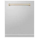 ZLINE Autograph Edition 24" Monument Dishwasher Panel in Stainless Steel with Polished Gold Handle (DPMTZ-304-24-G)