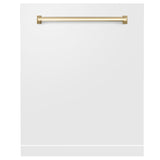 ZLINE Autograph Edition 24" Monument Dishwasher Panel in White Matte with Polished Gold Handle (DPMTZ-WM-24-G)