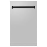 ZLINE Autograph Edition 18" Tallac Dishwasher Panel in Stainless Steel with Matte Black Handle (DPVZ-304-18-MB)