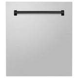 ZLINE Autograph Edition 24" Tallac Dishwasher Panel in Stainless Steel with Matte Black Handle (DPVZ-304-24-MB)