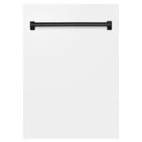 Products ZLINE 18" Autograph Edition Tallac Dishwasher Panel in White Matte with Accent Handle (DPVZ-WM-18-MB)