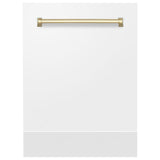 ZLINE Autograph Edition 24" Tallac Dishwasher Panel in White Matte with Polished Gold Handle (DPVZ-WM-24-G)
