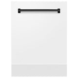 ZLINE Autograph Edition 24" Tallac Dishwasher Panel in White Matte with Matte Black Handle (DPVZ-WM-24-MB)