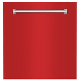ZLINE 24" Monument Dishwasher Panel in Red Matte with Traditional Handle (DPMT-RM-24)
