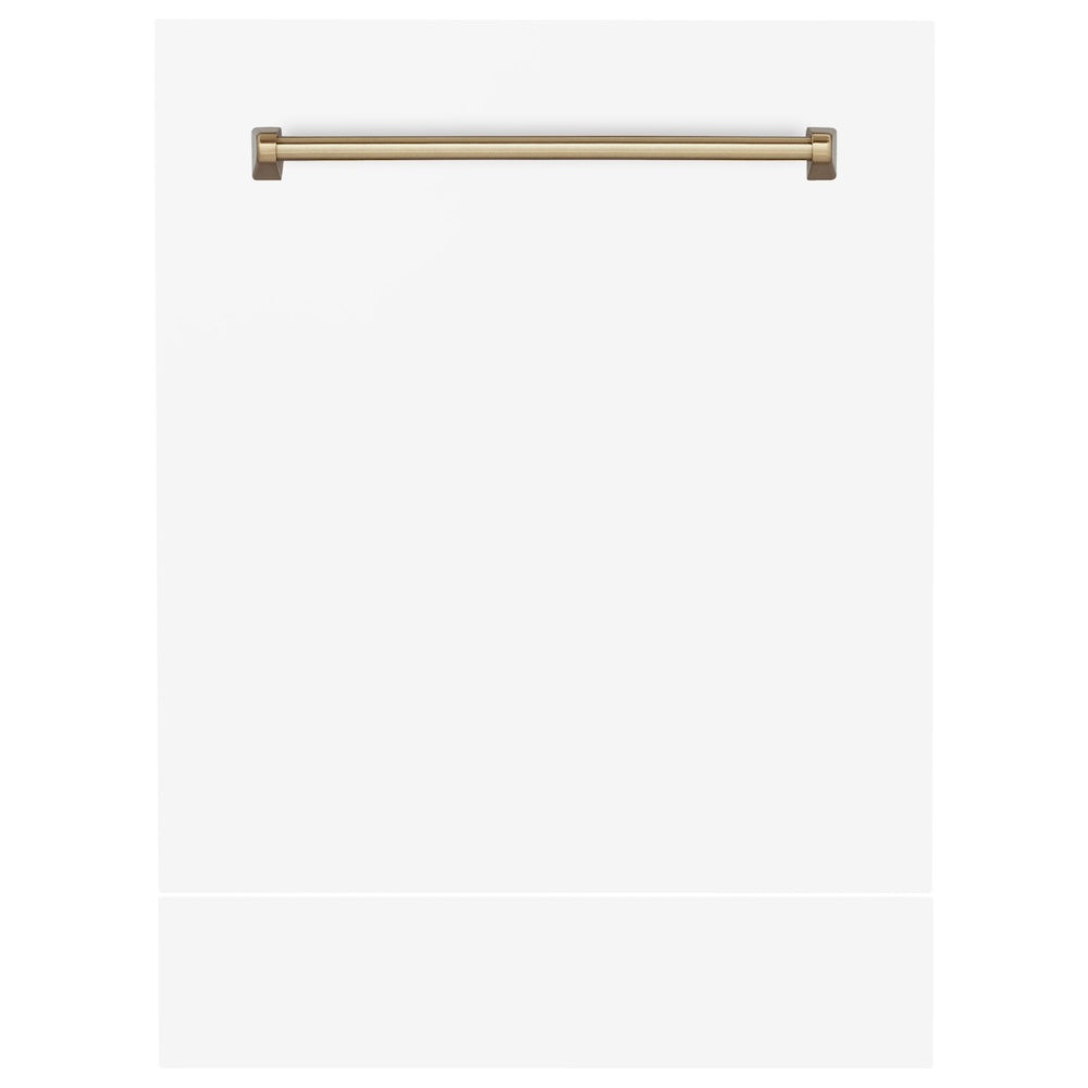 ZLINE Autograph Edition 24" Tallac Dishwasher Panel in White Matte with Champagne Bronze Handle (DPVZ-WM-24-CB)