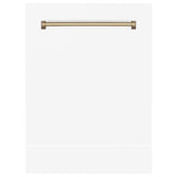 ZLINE Autograph Edition 24" Tallac Dishwasher Panel in White Matte with Champagne Bronze Handle (DPVZ-WM-24-CB)