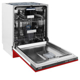 ZLINE 24 in. Tallac Series 3rd Rack Dishwasher with Red Matte Panel and Traditional Handle, 51dBa (DWV-RM-24)