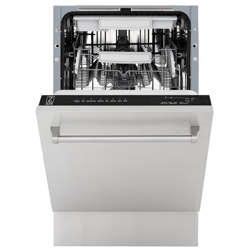 ZLINE 18 in. Tallac Series 3rd Rack Top Control Built-In Dishwasher in Stainless Steel and Traditional Handle, 51dBa (DWV-304-18)