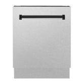ZLINE Autograph Edition 24 in. Tallac Series 3rd Rack Top Control Built-In Tall Tub Dishwasher with Satin Stainless Steel Panel and Matte Black Handle, 51dBa (DWVZ-SN-24-MB)