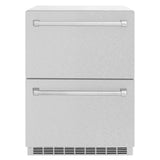 ZLINE 24 in. Touchstone 168 Can Outdoor-Rated Dual Refrigerator Drawer with Satin Stainless Steel Doors (RDSO-SN-24)