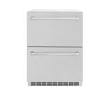 ZLINE 24 in. Touchstone 168 Can Outdoor-Rated Dual Refrigerator Drawer with Satin Stainless Steel Doors (RDSO-SN-24)